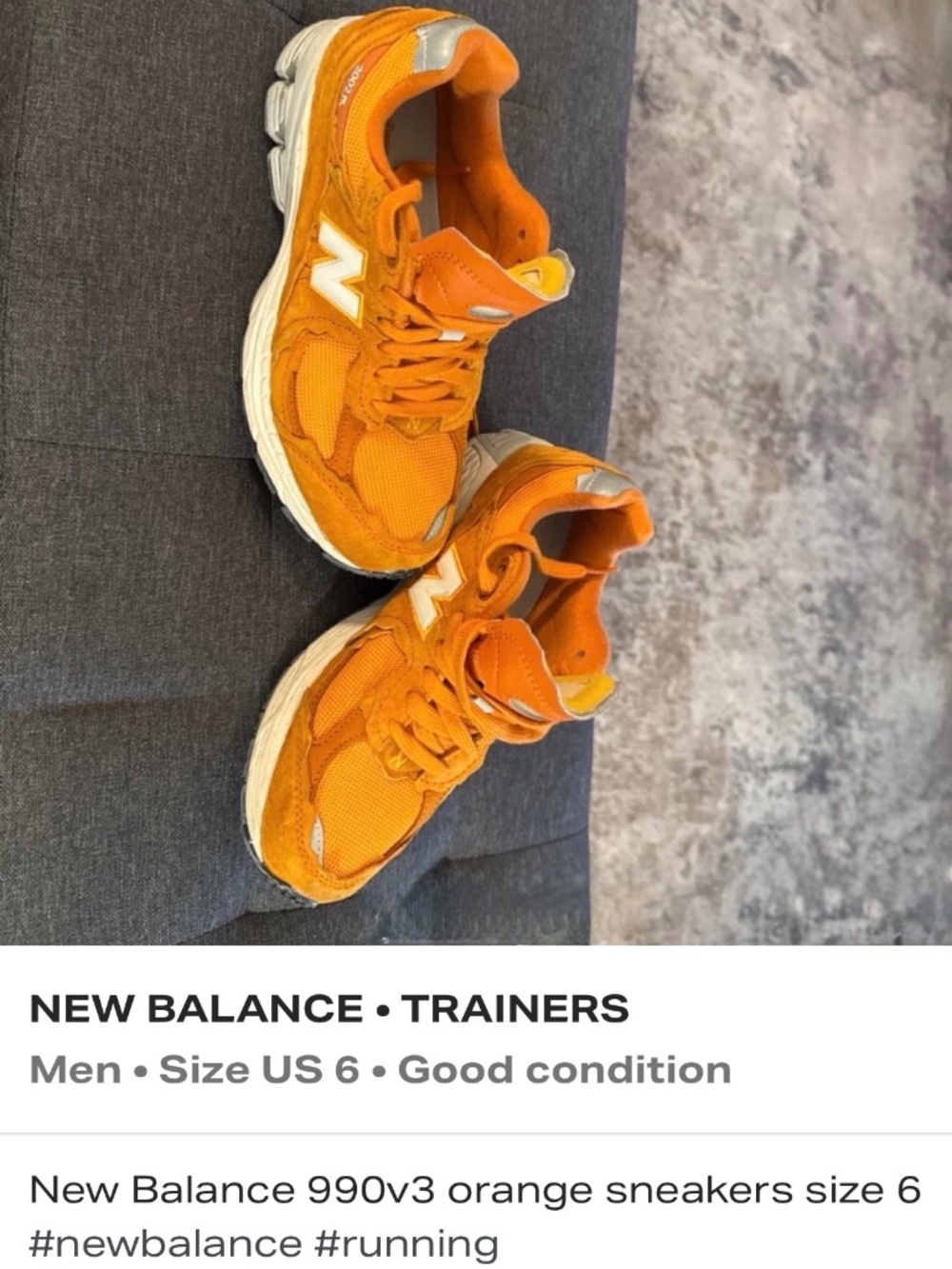 New Balance orange suede sneakers